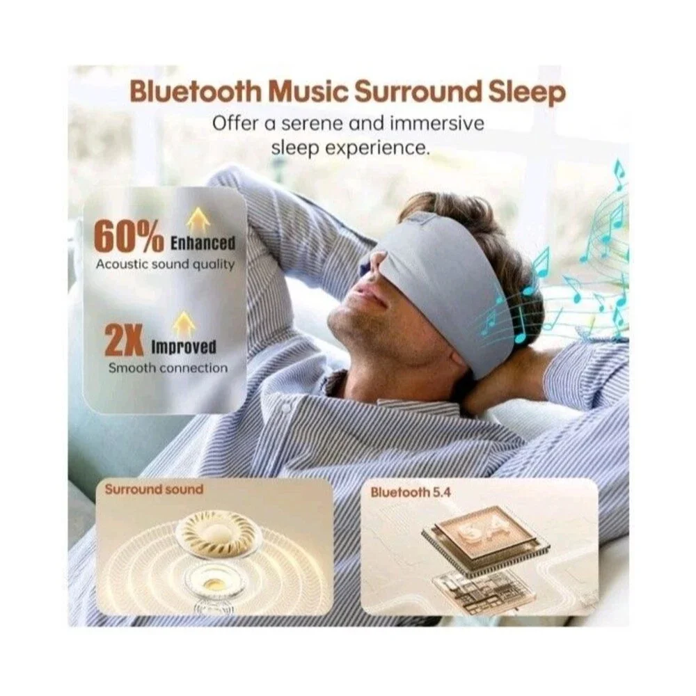 Sleep Mask with Bluetooth Headphones, Ice Silk Sleep Headphones with Bluetoot...